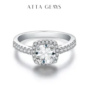 Women's 1.5ct Cushion Cut Synthetic Moissanite Statement Ring, Fine Jewelry Wedding Band, Birthday Gift Ring R047 summerwins