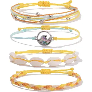 Easter Gifts Basket Stuffers Wave String Bracelets Braid Puka Shell Bead Bracelets  Cute Trendy Boho Easter  Gifts for Women