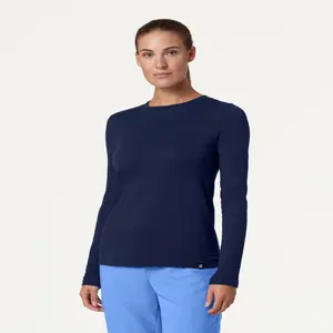 Regen Women’s Long Sleeve Underscrub Top – Soft Organic Cotton, Breathable Crew Neck for Everyday Comfort