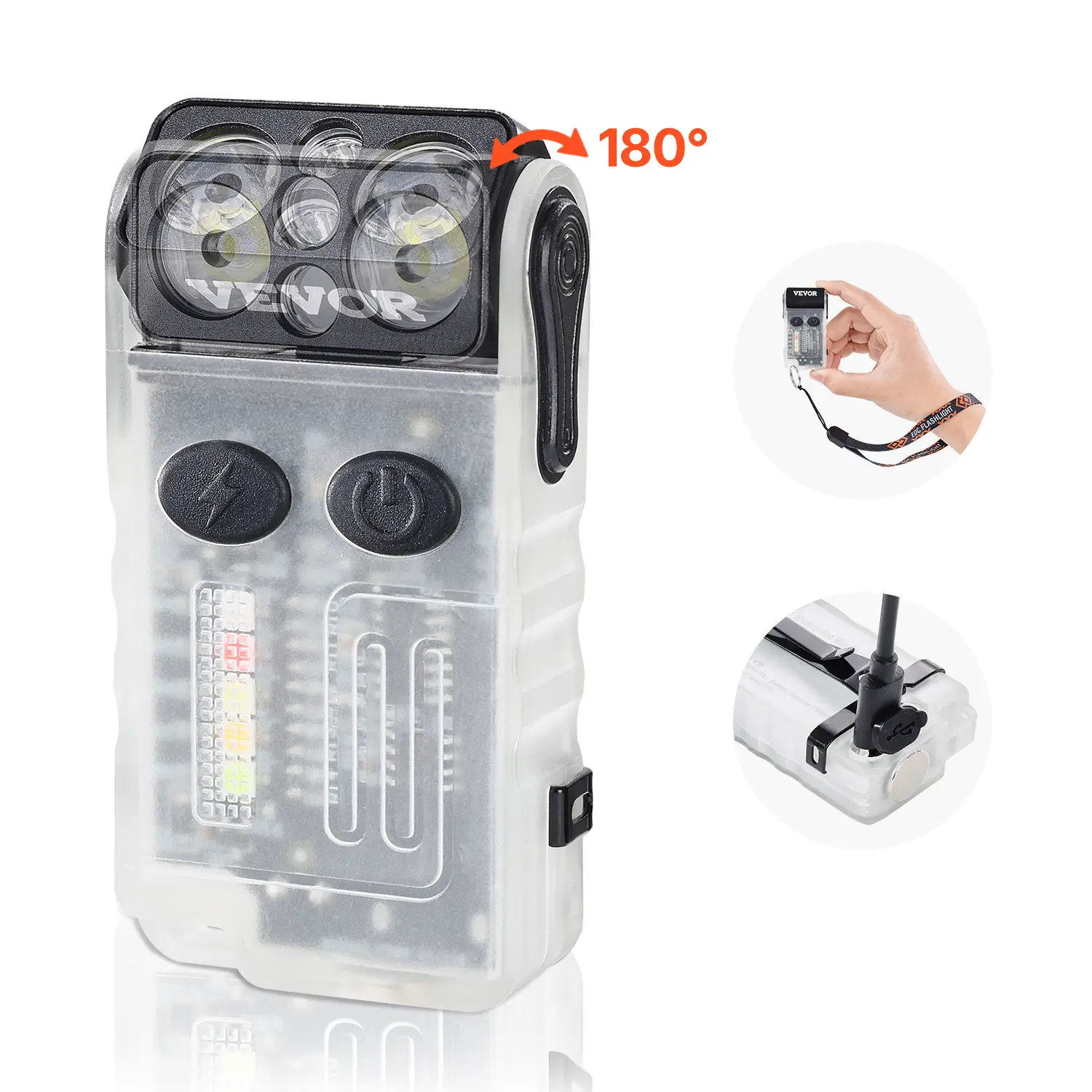 【Summerfinds】VEVOR Rechargeable Keychain Flashlight,Mini LED Flashlight with 13 Lighting ModesPortable Pocket Flashlight with ClipMagnetic Tail & 180° Rotating Head for Everyday CarryCampingEmergencies