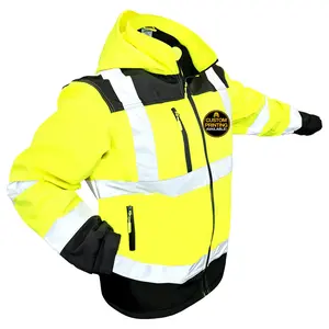 KwikSafety AGENT Safety Softshell Jacket (DETACHABLE HOOD) Class 3 Menswear ANSI OSHA Compliant Hi Vis Reflective - Model No.: KS5502