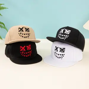 2026 New Unisex Cross-Border Hip Hop Flat Bill Baseball Cap, Funny Halloween Pumpkin Ghost Devil Face Print, Metal Brim, for Street Dance & Outdoor Sports