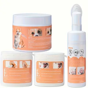 Pet Grooming Wipes Set for Dogs & Cats - Essential Supplies for Cleaning Deodorizing Grooming Paw Daily Care Teeth Ears Eyes Body Easy to Use Universal Convenient Carry Ear Cleaning Wipes Pet Teeth Cleaning Wipes