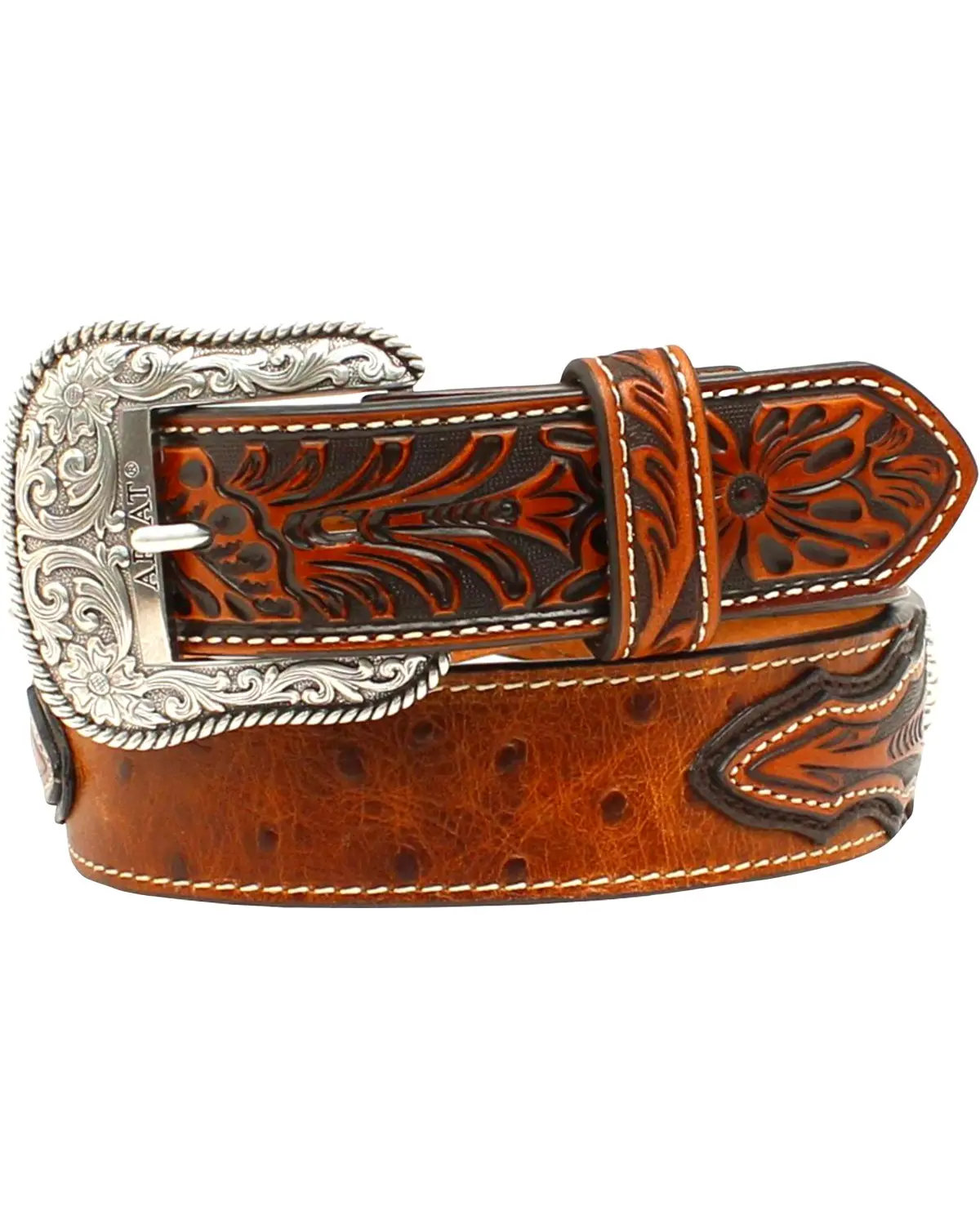 Ariat Men's Men'S Ostrich Print Leather Belt - A1024402