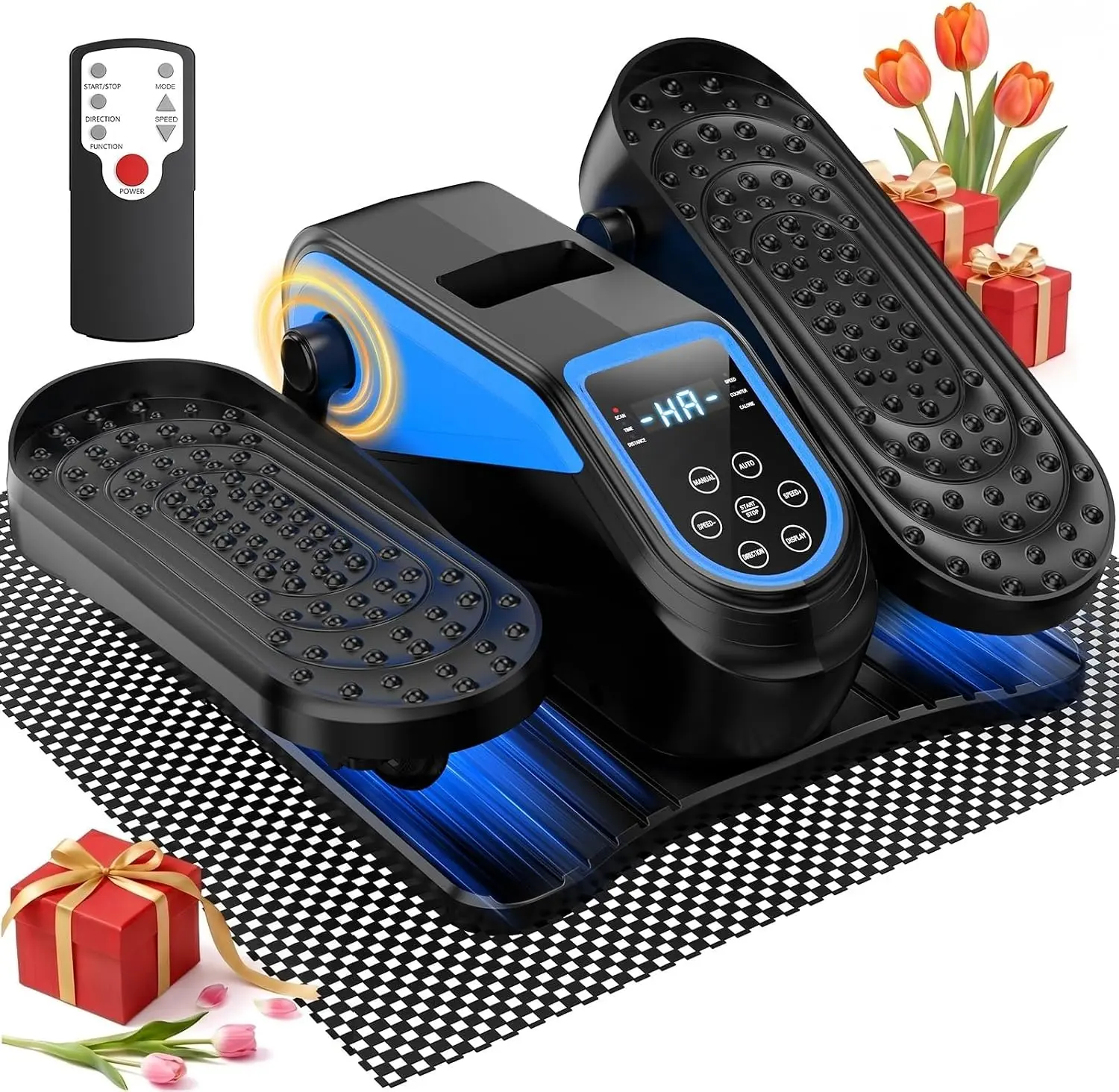 VIVURN 023 Low Impact Under Desk Mini Electric Elliptical Leg Exerciser for Seniors, 12 Speeds, Auto&Manual Modes, Remote Control, LCD Display, Non-Slip Mat, Compact, Quiet for Home Office