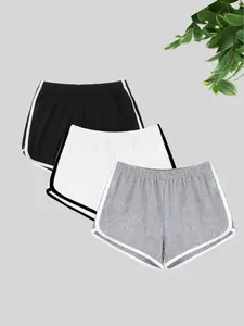 Spring Summer Classic Essential Versatile Casual Gym Shorts Set, 3 Piece Set, Comfortable and Stylish, Perfect for Daily Wear, Soft Comfy Stretchy Shorts