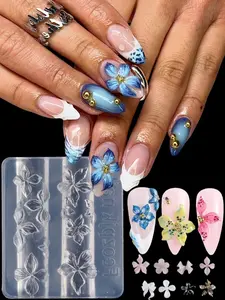 Lily Flower Nail Art Mold, 3D Relief Sculpting Tool for Hibiscus and Petals, DIY Press-On Acrylic Nail Design Kit, Creative Beauty Accessory