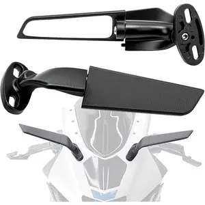 Modified Motorcycle Rearview Mirror,1 Pair Adjustable Rotating Side Mirrors,Wide Viewing Angle Wing Rearview Mirrors For Ninja 300,400,650,ZX6R,CBR1000RR