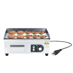 Garvee Commercial 22in Stainless Steel Half-Flat Top Griddle with 1700W Power, Includes 2 Shovels and 2 Brushes, Ideal for Home or Restaurant Use