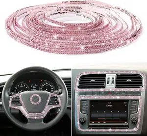 Bling Car Trim Self-Adhesive 16.4Ft, Rhinestone Car Accessories for Women, Car Bling Interior Exterior Decoration, Car Decorations Rhinestone Door Stickers...