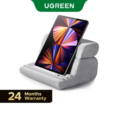 UGREEN Multifunctional Mobile Tablet Stand - Lap-Mounted Base, Soft Fabric Washable Pillow Backrest, 3-Way Adjustable Viewing Angles, Multi-Device Holder for Smartphones & Computer Accessories