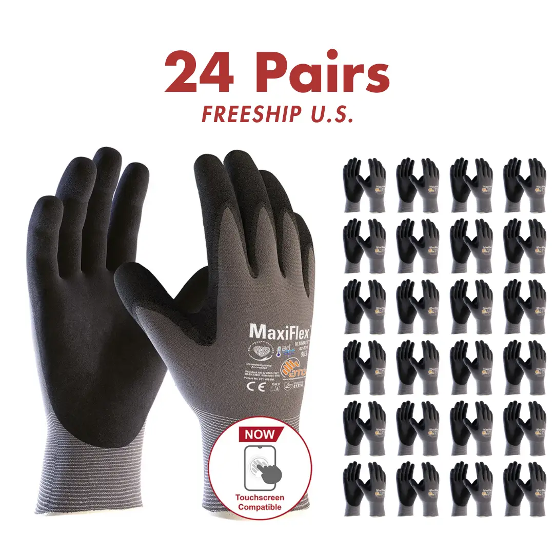 24 Pares MaxiFlex Guantes de Trabajo - Maxi Flex Work Gloves For Men - Guantes Para Trabajo - MaxiFlex Foam Nitrile Work Gloves