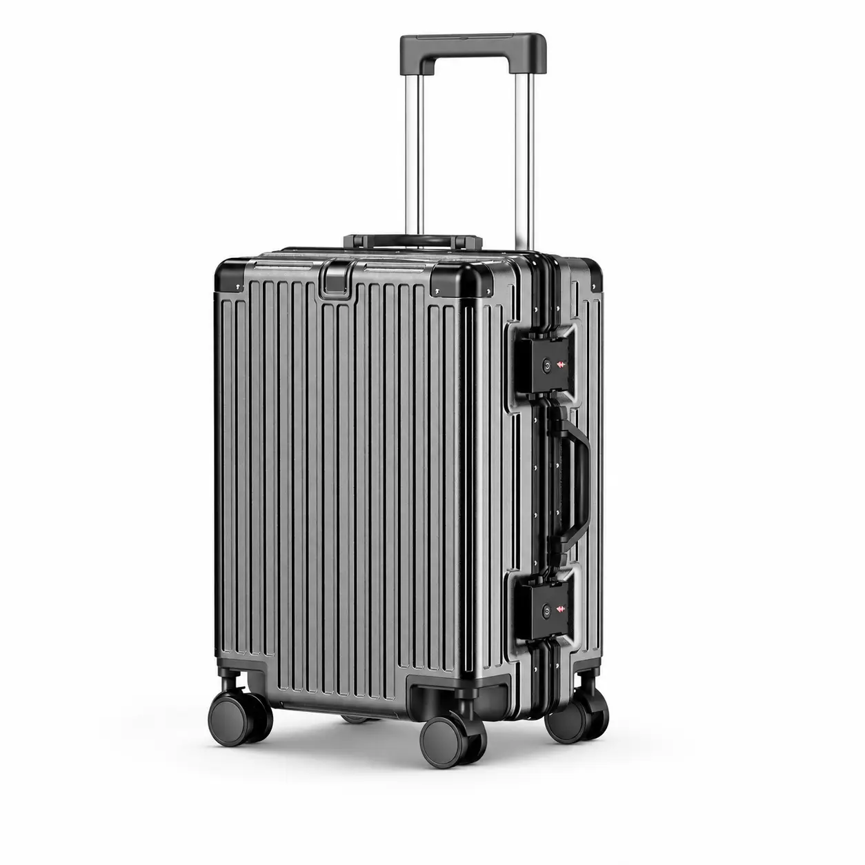 20 in Zipperless Luggage, Business Carry-On Suitcase with Aluminum Frame, TSA Lock, USB Charging Port, Cup Holder, Phone Stand, Bag Hook and Smooth Spinner Wheels for Airport Travel, Work Trips and Short Getaways