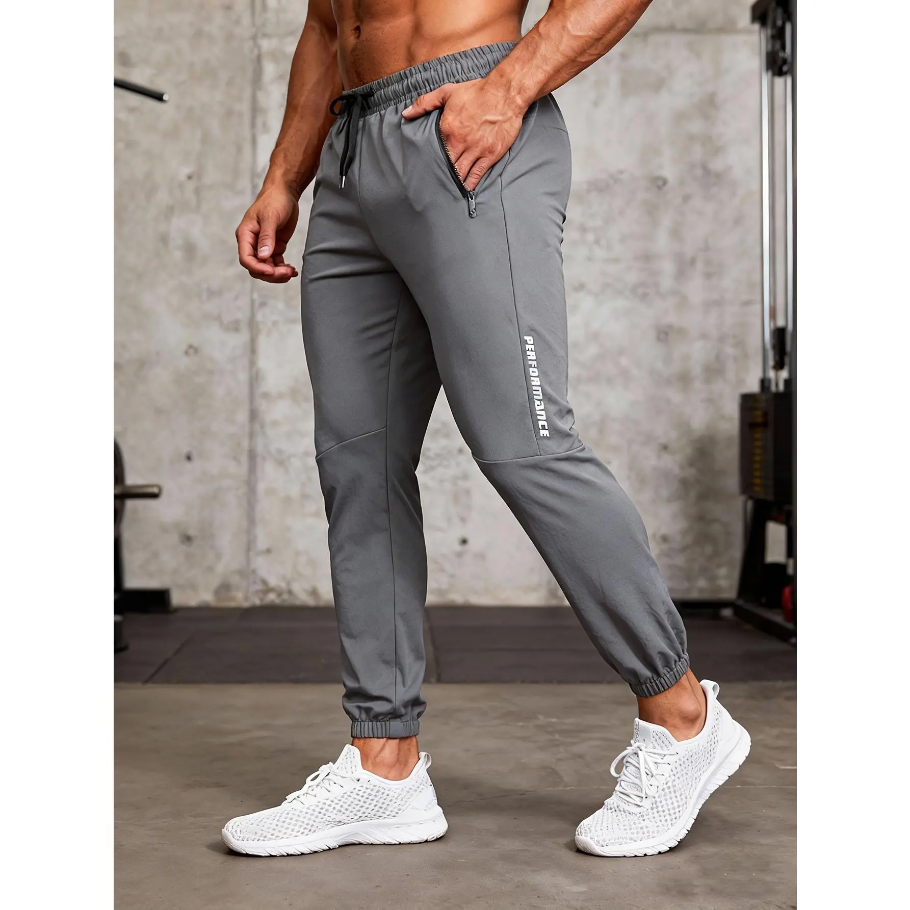Men’s Lightweight Jogger Sweatpants with Zipper Pockets – Breathable Drawstring Athletic Running Pants, Loose Fit Casual Gym Track Pants with Tapered Ankle