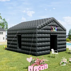 【Ships in 2 Boxes】[Brandday][Memorialday] AMERLIFE Large Black Inflatable Night Club Tent with 2 Side Doors, with Logo Area Gazebo Event House for Wedding Birthday Backyard Party- Ships in 2 Boxes