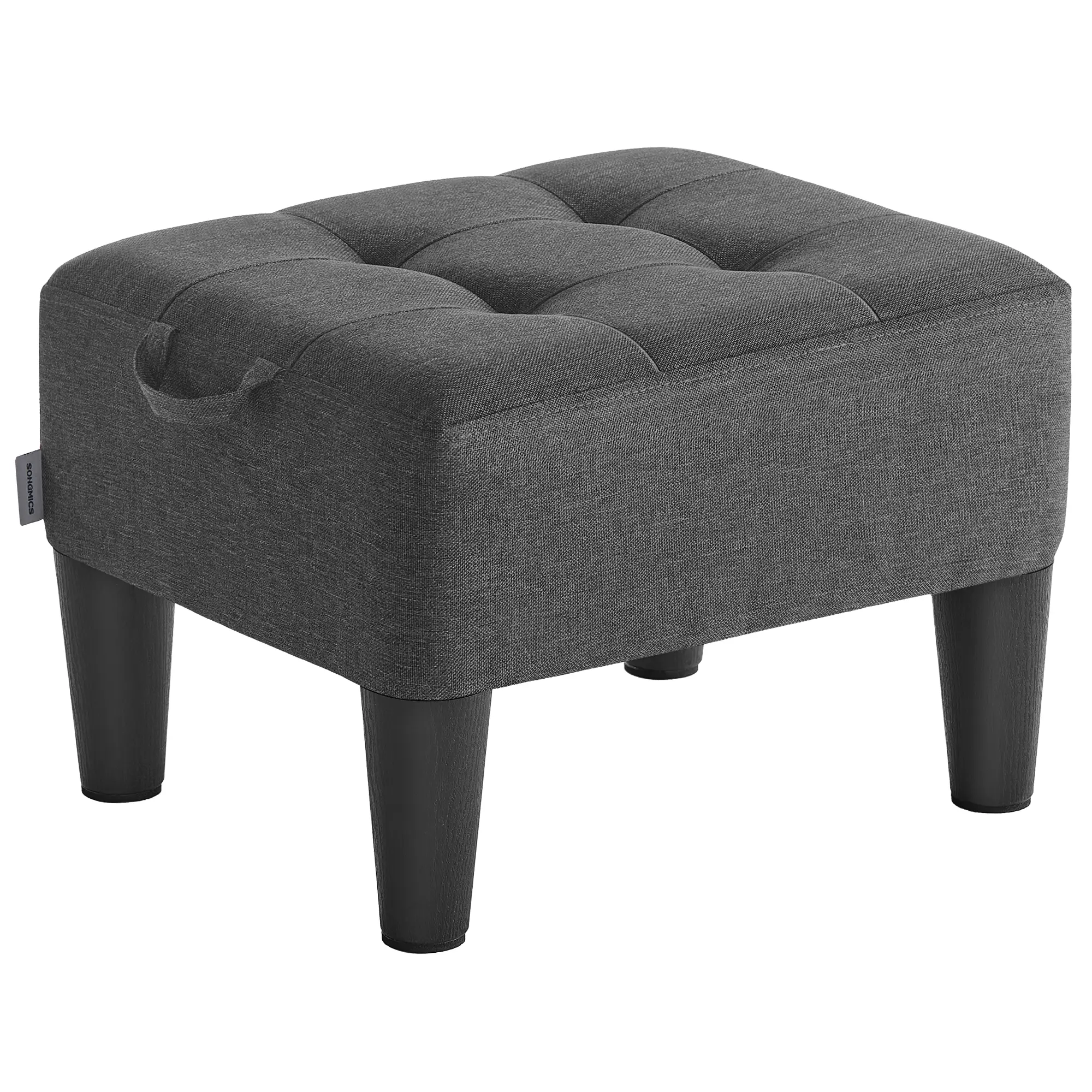 SONGMICS Foot Stool with Legs, Small Footstool Ottoman, Linen-Look Fabric Seat with Thick Cushion, for Living Room, Bedroom, Entryway, 330 lb Weight Capacity