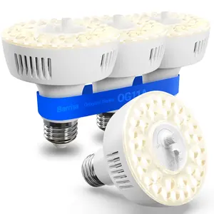 Barrina Orbgrow OG11A Grow Light Bulbs for Indoor Plants, Integrated Dimming & Timing, 4000K 44W(4 x 11W, 400 Watt Equiv), E26 Plant Light Bulb, Full Spectrum for Seeds and Greens, 4 Packs, White