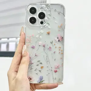 Floral Pattern Flower Phone Case, Anti-drop Shockproof Phone Protective Cover, Phone Accessory Compatible with iPhone 6 7 8 X XR XS 11 12 13 14 15 Pro Max Smartphone