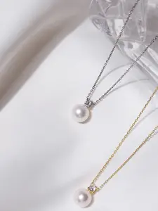 Elegant S925 Silver Natural Freshwater Pearl Pendant Necklace, Women's Jewelry Gift for Valentine's Day & Birthdays