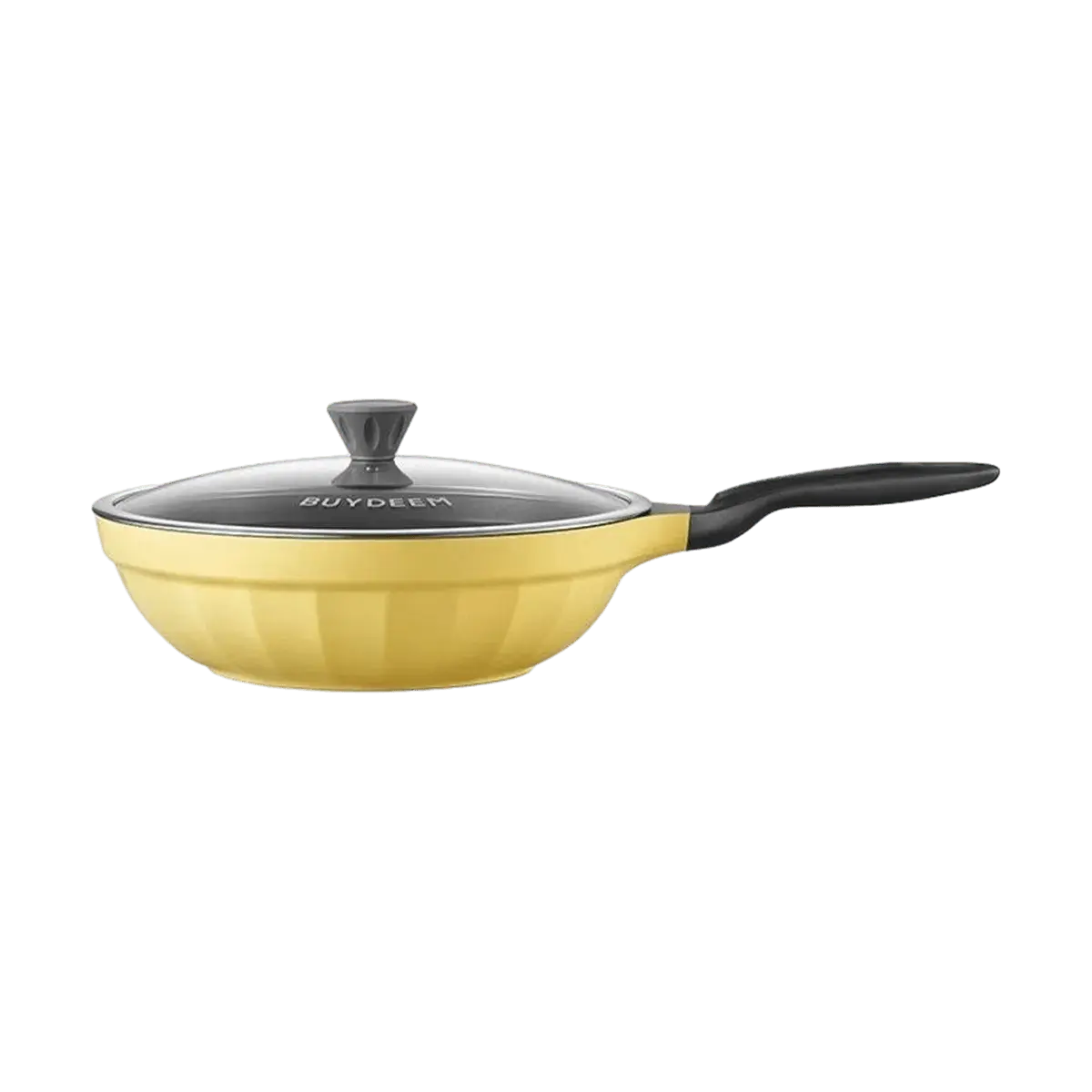 BUYDEEM 32CM Non-Stick Frying Pan Wok - Lightweight, Large Capacity, Upgraded Oil Gathering for Effortless Stir-Frying & Searing - PL71 "Little Goose Yellow"