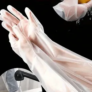 10 Pcs Disposable Pe Arm Gloves, Kitchen Home Waterproof Elastic Drawstring Long Sleeve Arm Sleeves, Cleaning Supplies