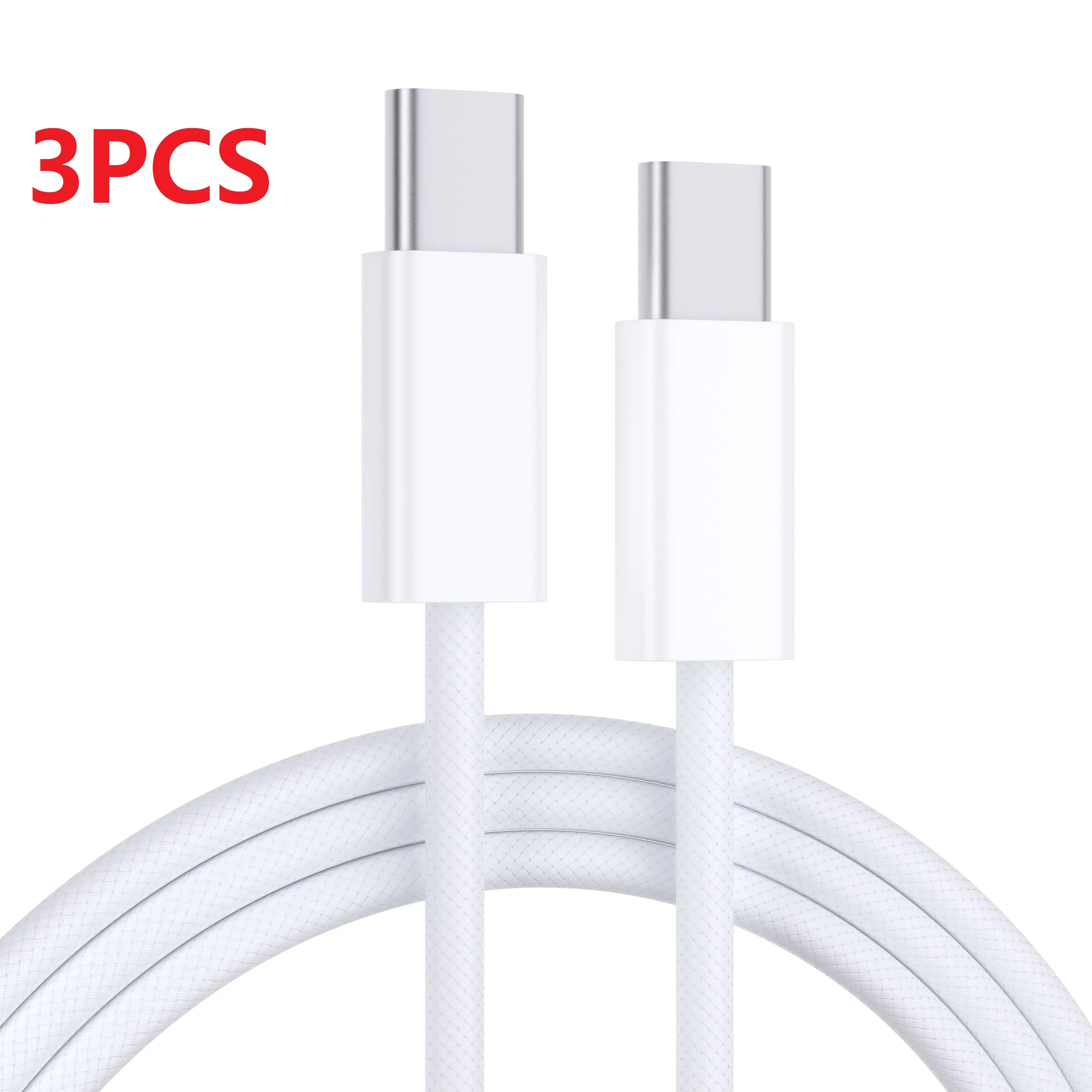 3PCS Byybuo 60W Fast Charger Cable, Type C/USB A Dual Ports Adapter, 3.28FT portable charger Flat Braided Charger Cord for iPhone 17/16/15/14/13/12Pro Max/iPad/Airpods/Samsung Series Phone Accessories Protection Cellphone