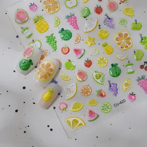 Kawaii Tropical Fruit Nail Stickers: Summer Nail Art Decals