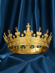 End-Of-Year Ball King & Queen Crown Set, Men's Crystal King Crown, Women's Princess Headpiece, Formal Occasion Accessories