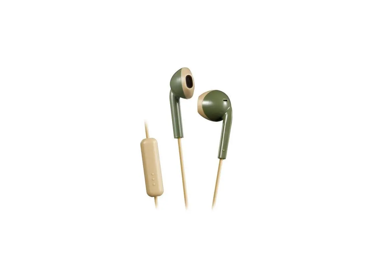 JVC Retro Wired earbuds with built-in microphone and one-button remote (HA-F19M), Green