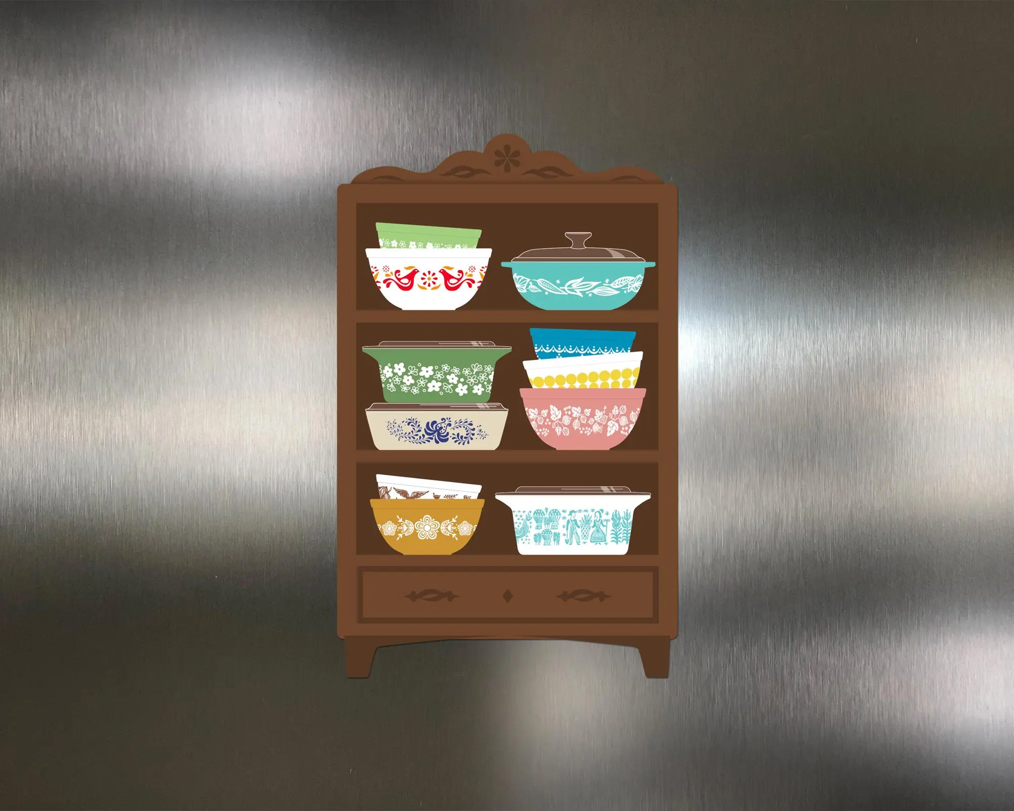 Retro Kitchen Hutch Refrigerator Magnet Vinyl Waterproof Home Decor Decoration for Kitchen Decor