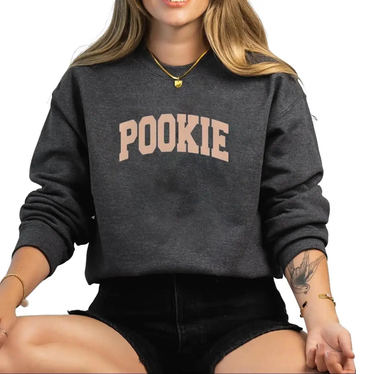 pookie unisex cotton blend viral funny crewneck sweatshirt, Quality details and casual style