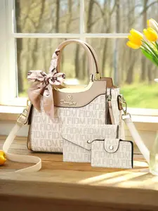 New Trendy Letter Print Handbag, Fashion Versatile Women's Shoulder Crossbody Large Capacity Three-Piece Set Bag, Fashionable Handbag, Letter Printed Handbag