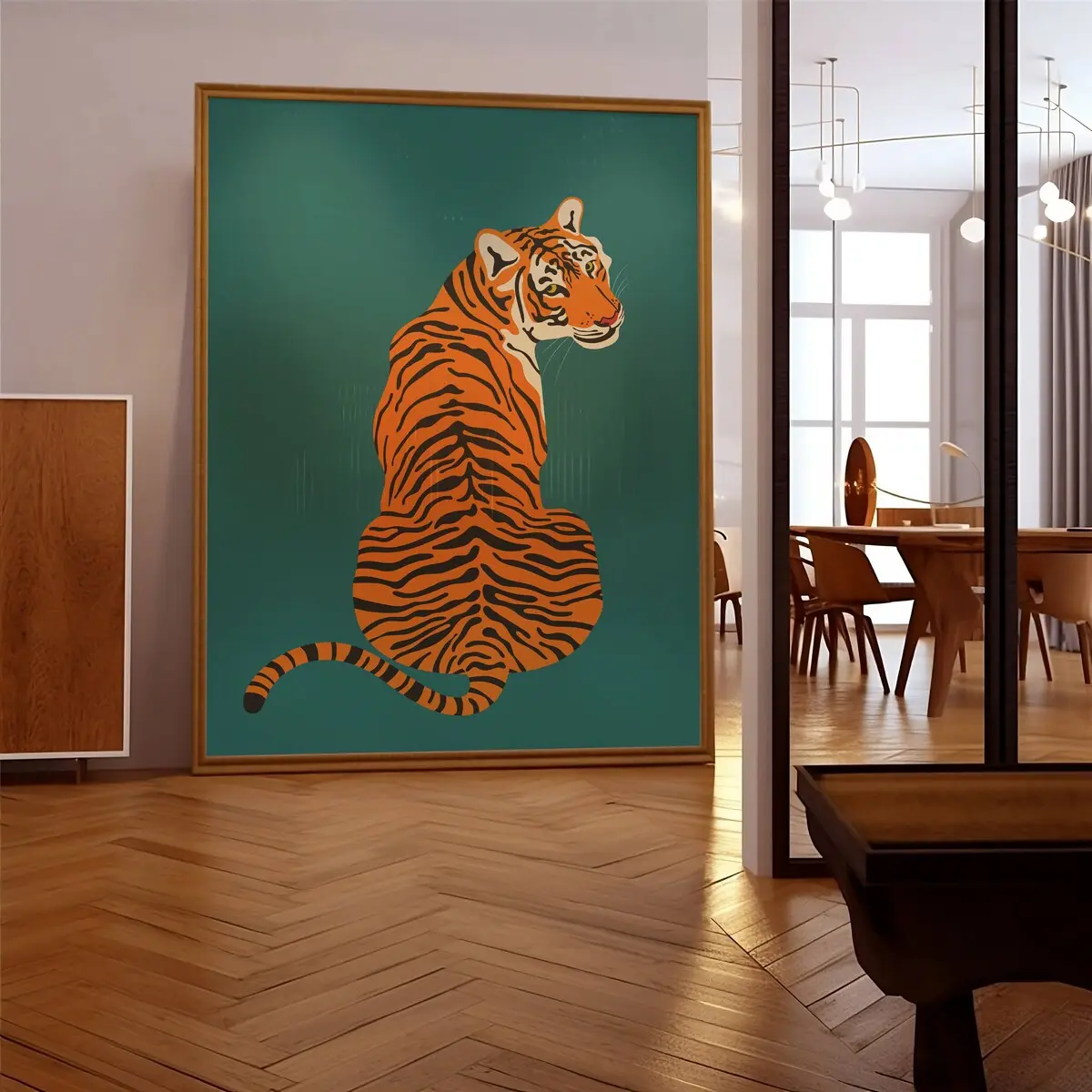 Unframed Multi-Size 1-Piece Waterproof High-DPI Tiger Poster Print - Elegant Orange & Green Wildlife Jungle Boho Animal Wall Art, Home Decor Supplies for Living Room, Kitchen, Kid Room, Artistic