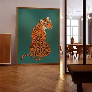 Tiger Poster Print |         Orange |         Green |         Wildlife |         Jungle |         boho. |         Gallery Wall |         Living Room/Bedroom/Kitchen Wall Art-- Art prints unframed Decor Box