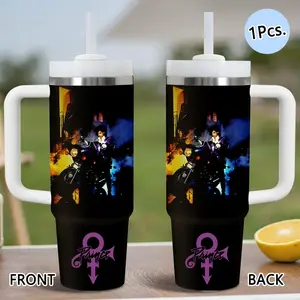 PIKPAKA Singer Prince Vacuum Flasks 40oz Stainless Steel Reusable Leakproof Tumbler with Handle & Straw, Vacuum Insulated Travel Mug Keeps Drinks Cold Up to 12 Hours, Leak-Resistant Cup for Iced Coffee, Water, Office, Gym or Travel, Insulated Drinkware