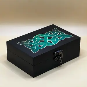 Celtic Memory Box - Custom Memory Box with Celtic Knot Design Gift Organiser Container Felt Print Wooden