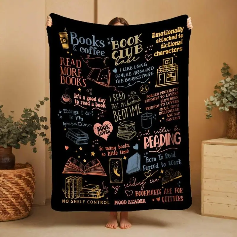 Ultra Soft Flannel Throw Blankets - Cozy Warm Blanket for Bedroom Couch, Ideal Book Lovers' Decor & Birthday/Christmas Gift for Readers