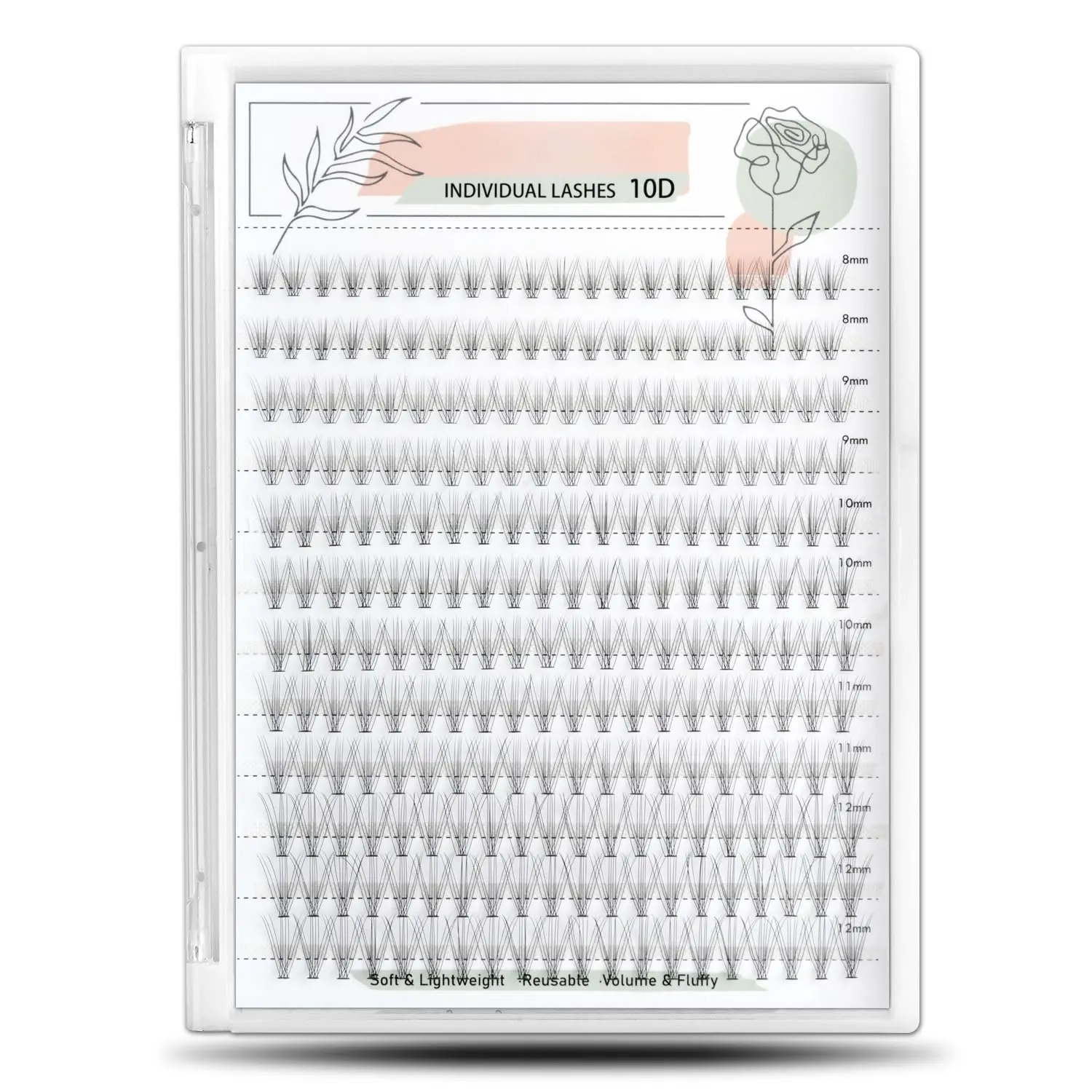Individual Lashes, Lash Clusters, 240 count 10D Individual Lash Extensions,  Soft Lightweight , Thickness 0.07mm C Curl False Eyelashes 8/9/10/11/12mm (10D 8-12mm)