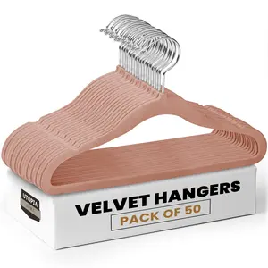 Utopia Home Velvet Hangers 50 & 100 Pack - Premium Non-Slip Clothes Hangers - Black, 360° Rotating Hook, Heavy Duty for Coats, Jackets & Dresses Hanging Sturdy