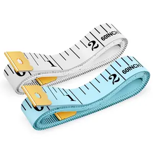 Soft Ruler 60-Inch Double-Sided Measuring Tape or Body Weight Loss Fabric Sewing Tailor Cloth Vinyl Measurement Craft Supplies, 2-Pack White, Blue