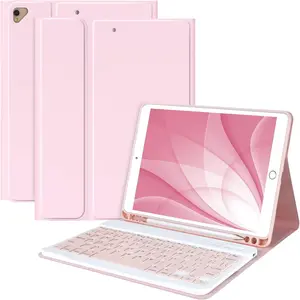 Keyboard Case for iPad 10.2" 9th 8th 7th Generation, with Detachable  and Pencil Holder, 10.2 Inch/iPad Air 10.5"(3rd Gen)/iPad Pro 10.5 in, Auto Sleep/Wake Function (Pink)