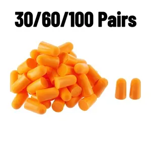 30/60/100Pairs Foam Earplugs Sleeping Earplugs Bedroom School Working Rest Noise Isolating Noise Reducing Separately Packaged