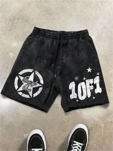 Men's Star & Letter Print Drawstring Waist Shorts, Regular Fit Casual Comfy Shorts for Summer, Men's Bottoms for Daily Wear, Logo Shorts, Graphic Print Shorts