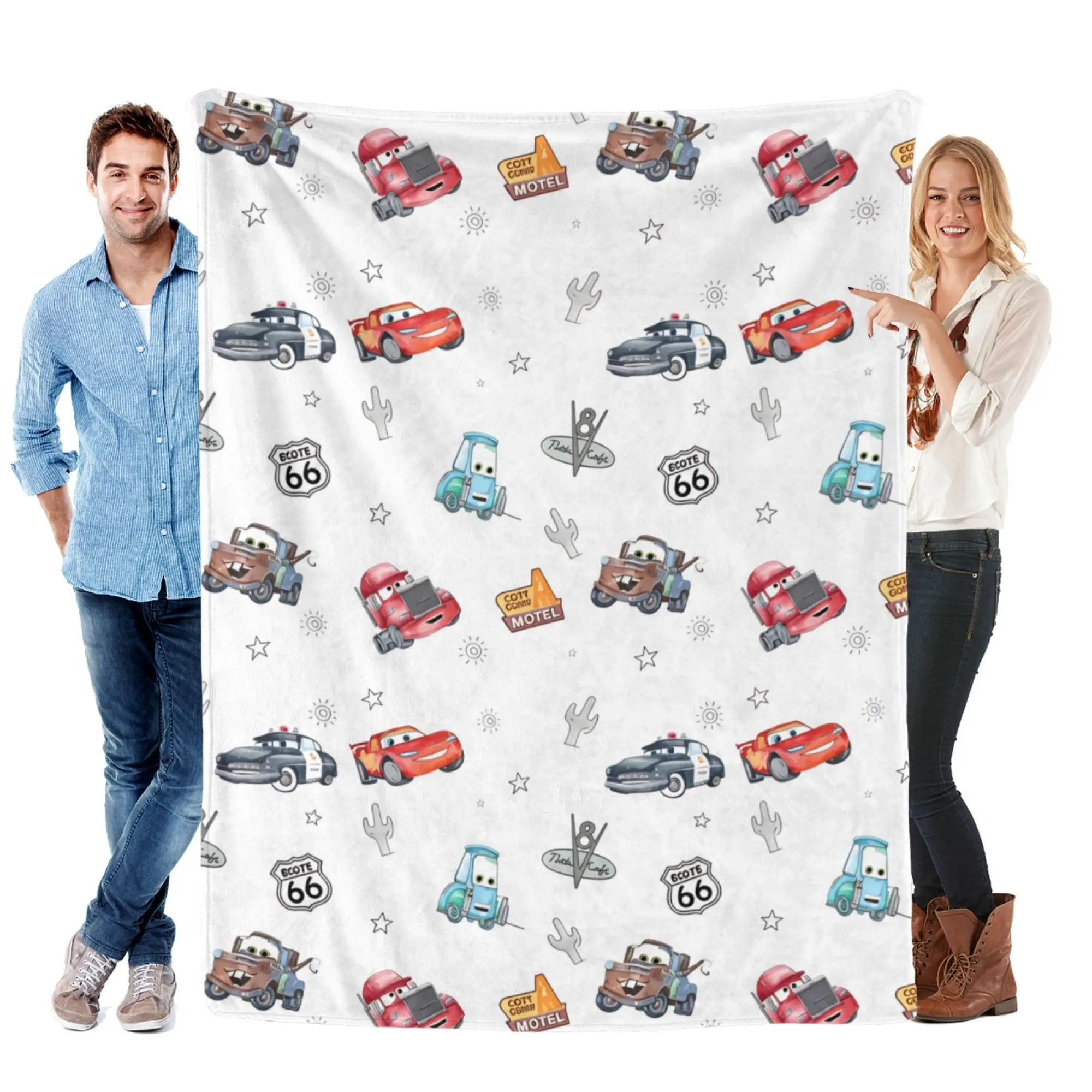 Disney Cars Super Soft Fleece Blanket - Watercolour Lightning McQueen, Soft Blankets for Toddlers, Decorative Cozy Boys' Room Bedding Throw