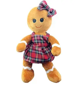 Stuffed Gingerbread Girl 16" Plush Toy - Soft and Cuddly Stuffed Animal, Perfect for Kids,, Holiday Decor, Winter Collectors