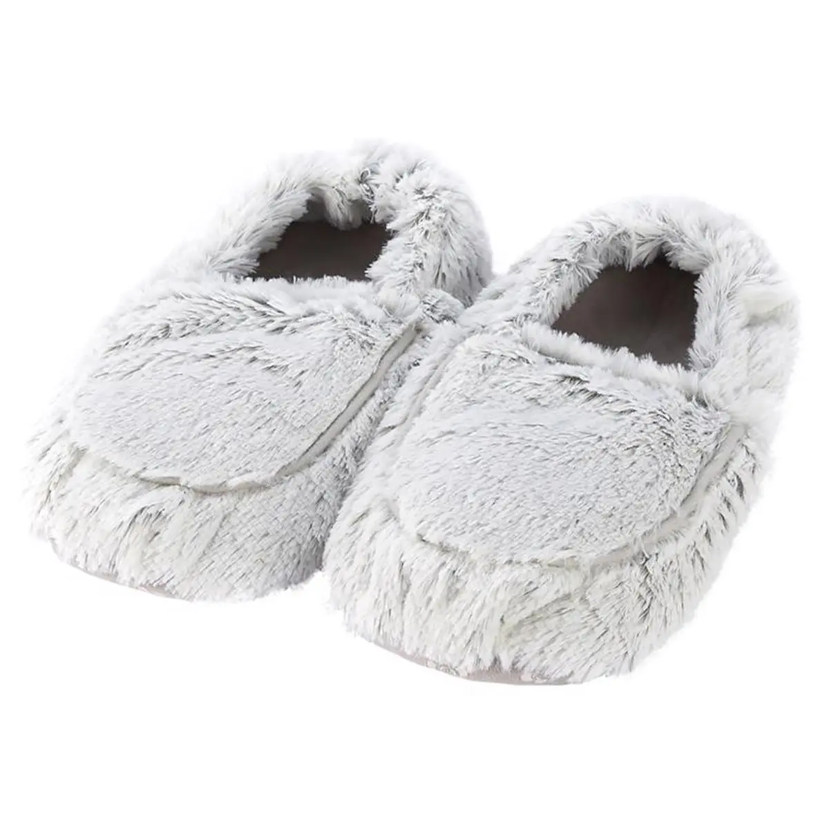 Warmies Women's Marshmallow Slide Slippers - Soft Faux Fur Microwavable Footwear, Lavender Scented, Up to an Hour of Warmth, Stress Relief, Soothing Tired Feet, Gray, Size 6-10