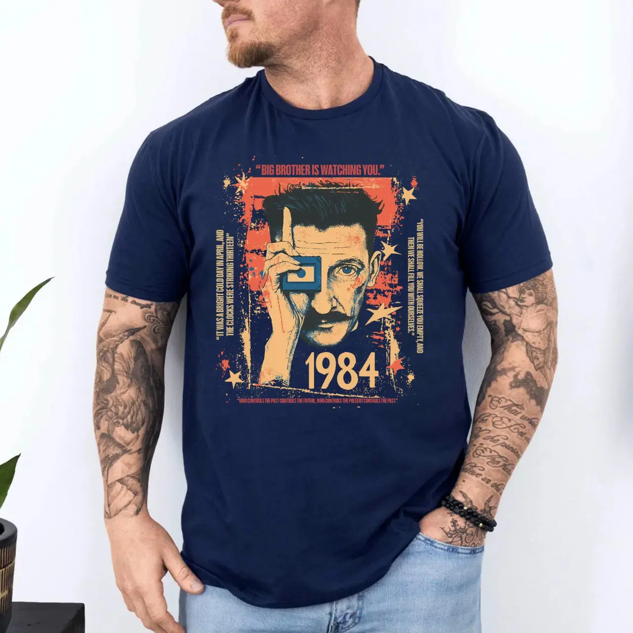 1984 Big Brother Is Watching You TShirt, Dystopian Shirt, Retro Sun Tee, Unisex Clothing