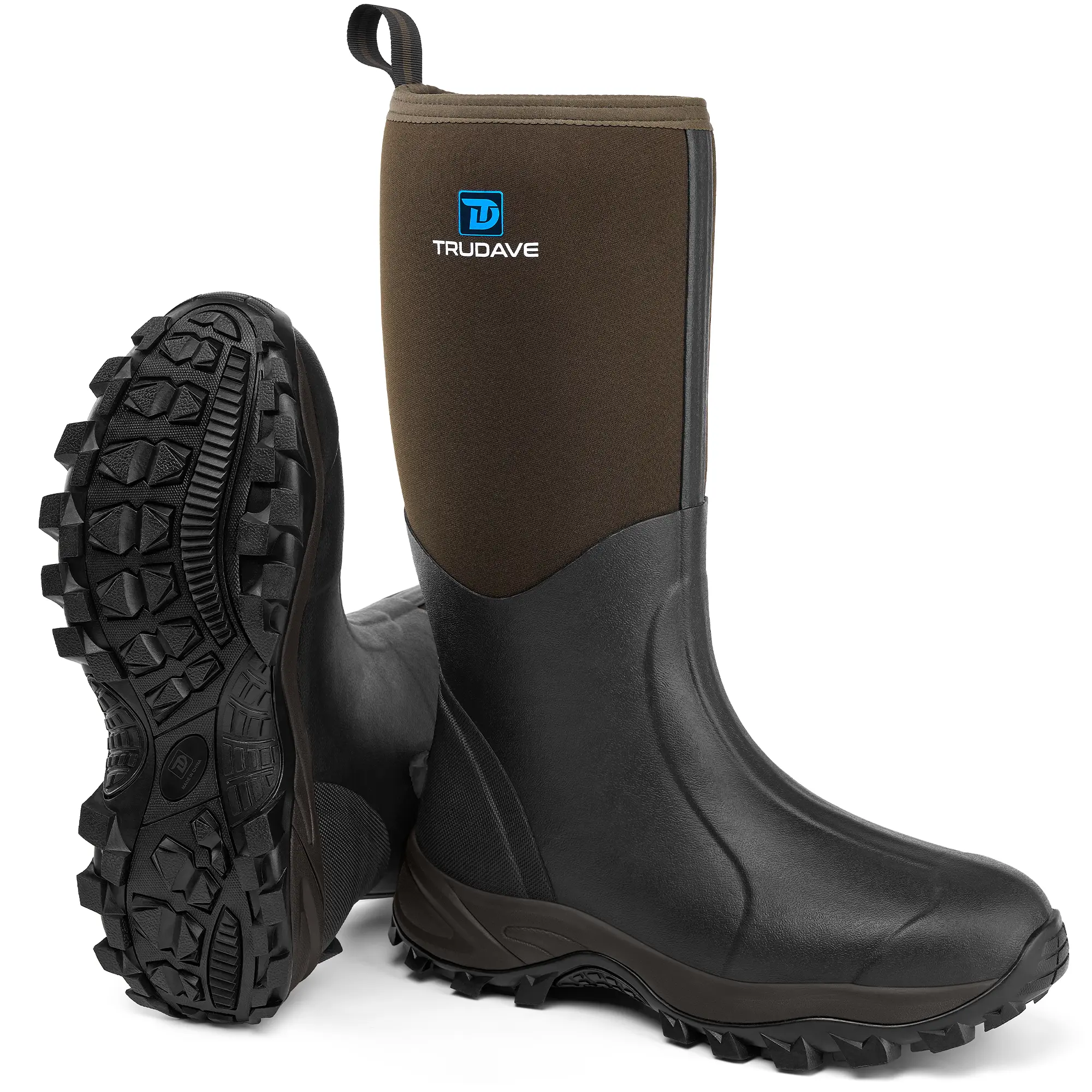 Trudave Rubber Work Boots for Men & Women, Waterproof Insulated Rain Boots, Anti-slip Outdoor Mud Boots for Working, Hunting, Fishing Shoe