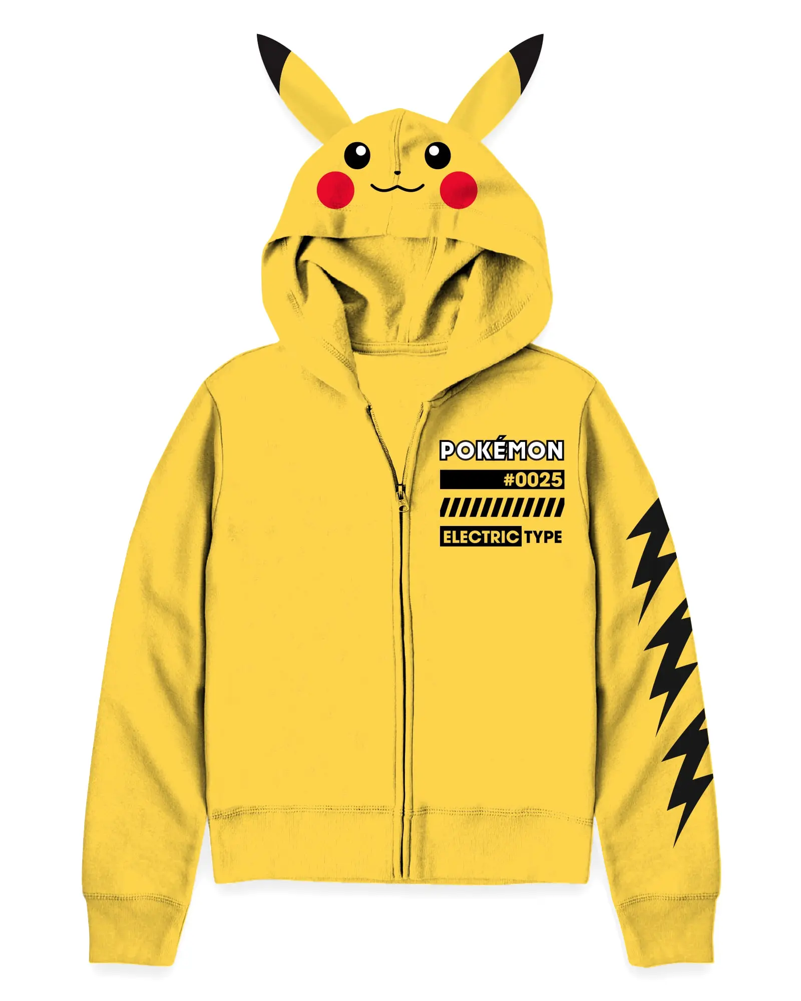 Pokemon Zip Up Hoodie Boy's Pikachu Electric Type 3D Ears Sweatshirt