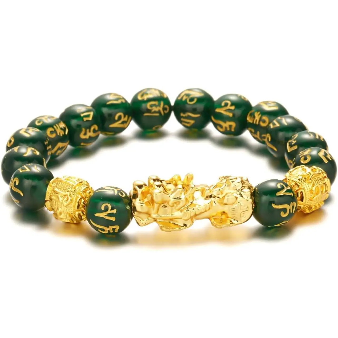 Feng Shui Obsidian Pixiu Buddha Beads Elastic Bracelet Good Luck Obsidian Wealth Protection Bracelet Can Bring Luck and Prosperity Buddha Beads Elastic Bracelet for Women Men Gifts